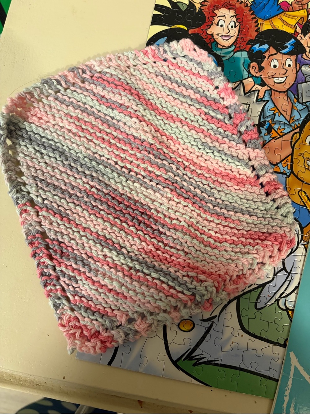 Handmade knit dishcloth - colour not guaranteed